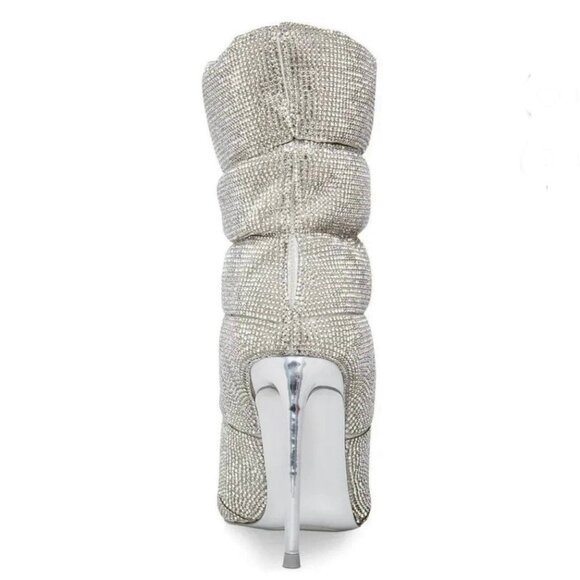 STEVE MADDEN CLOAK Women's Stiletto Heel Ankle Boots Dress Booties Silver - Picture 5 of 8